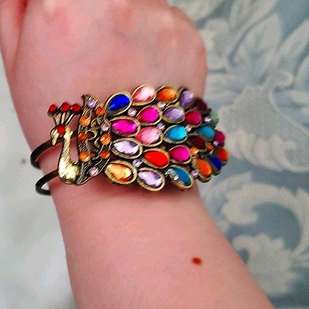 Vintage Art Deco Peacock Adjustable Bracelet